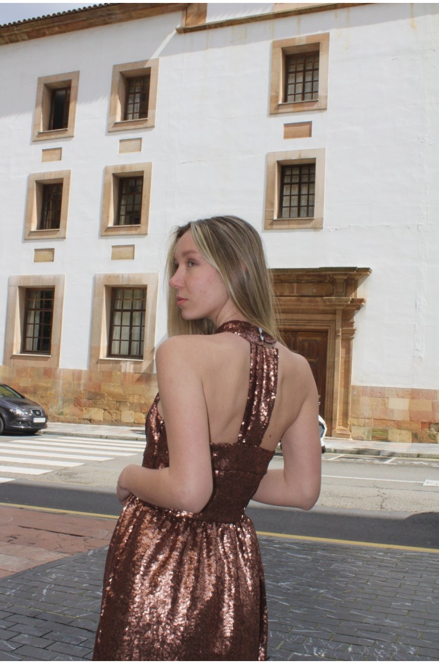 VESTIDO ANNA LENTEJUELA BRONZE
