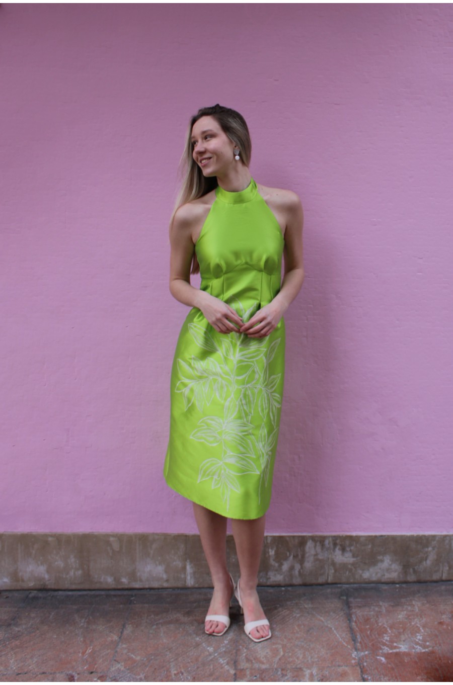 VESTIDO HALTER MIKADO PANO...