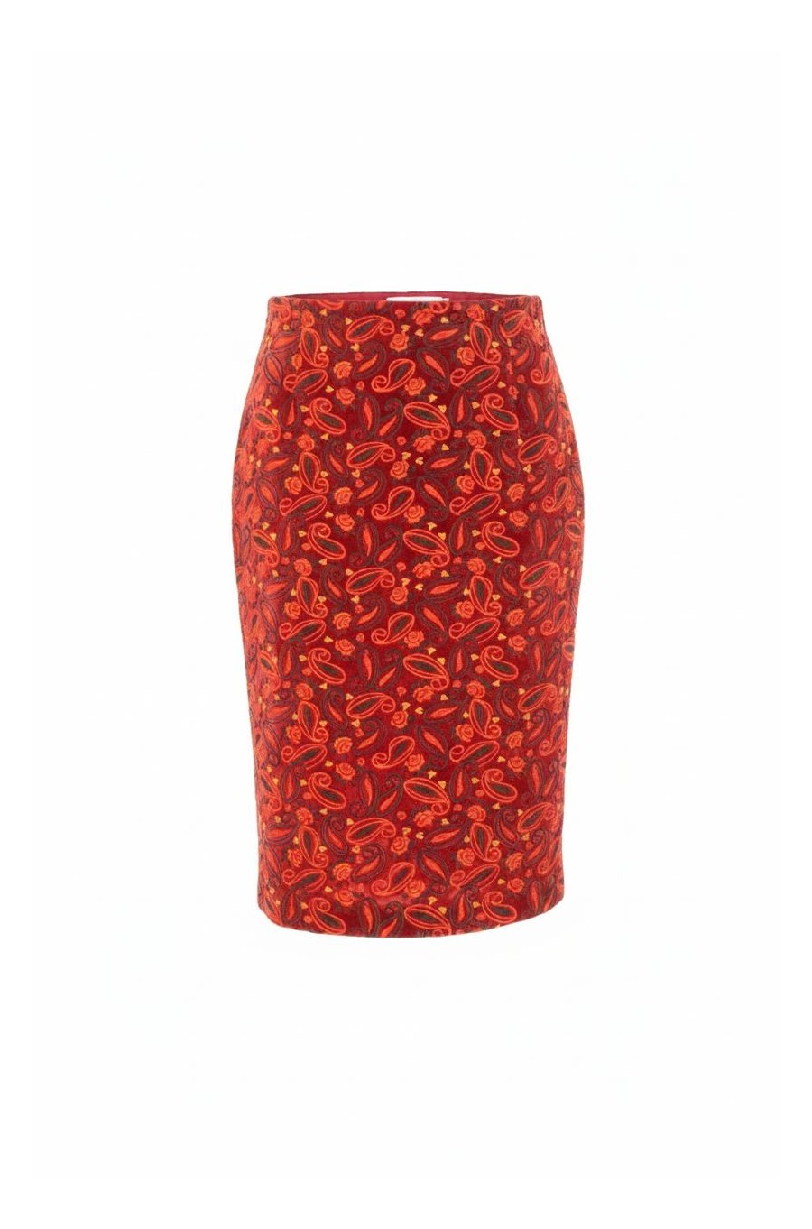 Falda Terciopelo Bordado Rojo